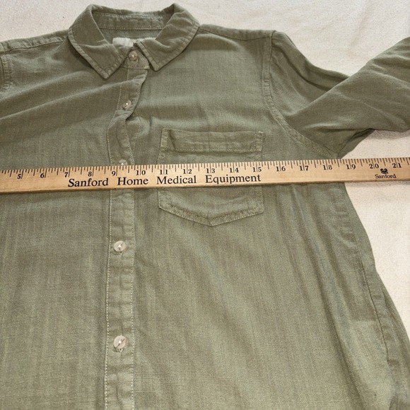 Thread & Supply Sage  Button Up Linen Blend Frayed Hem Western Boho‎ XS - Picture 3 of 7